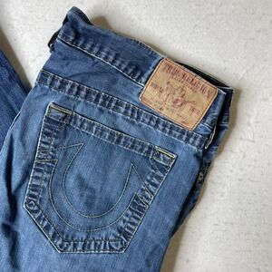 True Religion Brand Jeans Mens 40 Bobby Big T Stitch Straight Leg Denim Made USA